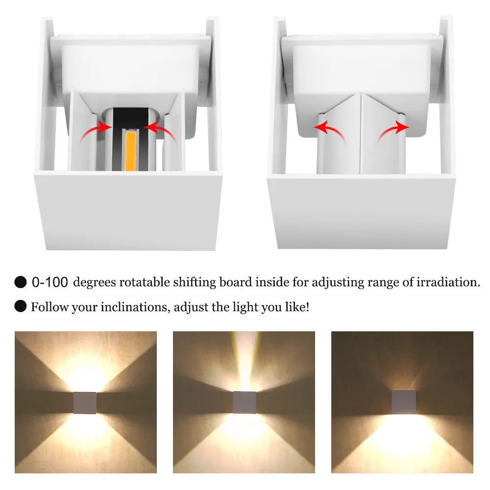12W LED Wall Light IP65 Waterproof Outdoor Garden Yard Decor Porch Light Beam Angle Adjustable Sconce Balcony Wall Lamp 85-265V
