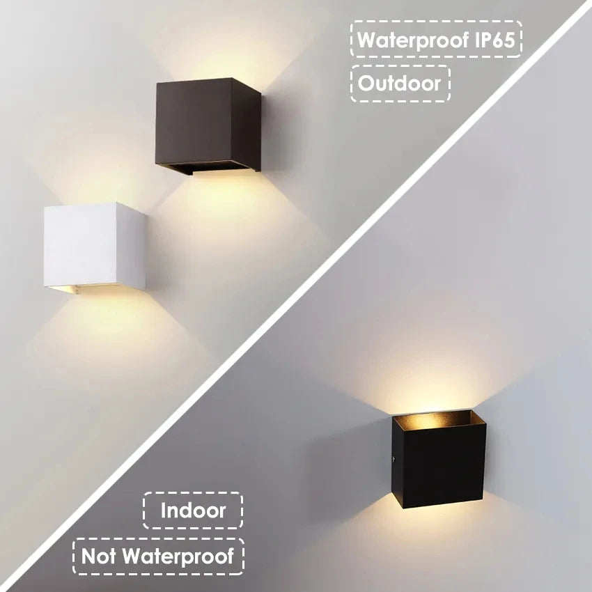 12W LED Wall Light IP65 Waterproof Outdoor Garden Yard Decor Porch Light Beam Angle Adjustable Sconce Balcony Wall Lamp 85-265V